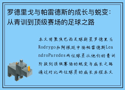 罗德里戈与帕雷德斯的成长与蜕变：从青训到顶级赛场的足球之路