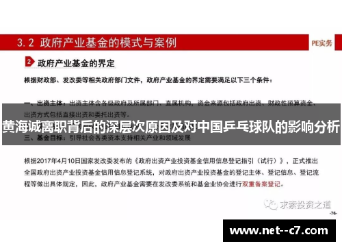 黄海诚离职背后的深层次原因及对中国乒乓球队的影响分析